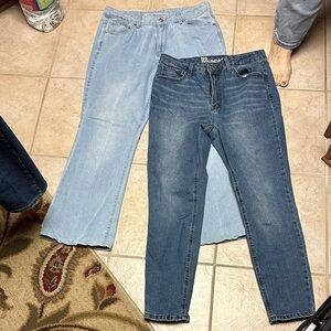 No Boundaries Women's Flare and Wide Leg Jeans in Light Blue and Dark Blue